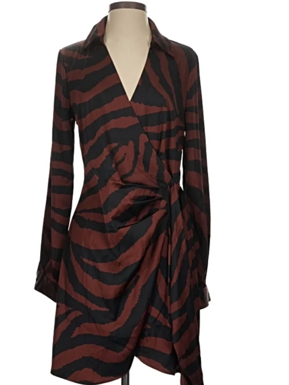 House of Harlow 1960 Black and Rust Zebra Wrap Mini Dress